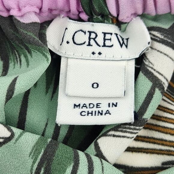 J Crew Off Shoulder Blouse Top Womens Size 0 Tropical Floral Leaf Print Vacay - Picture 4 of 8